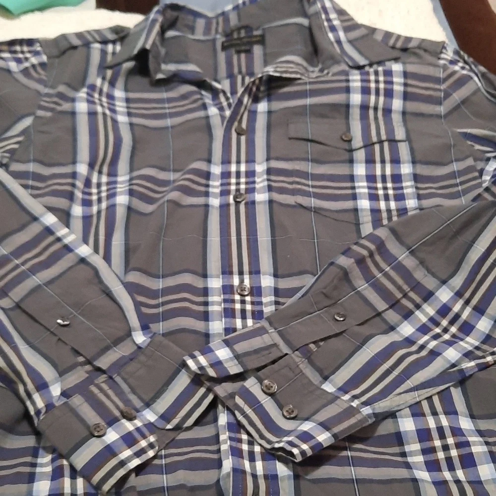 Banana Republic Blue Plaid Casual Button Down Shirt